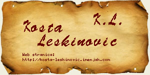 Kosta Leškinović vizit kartica